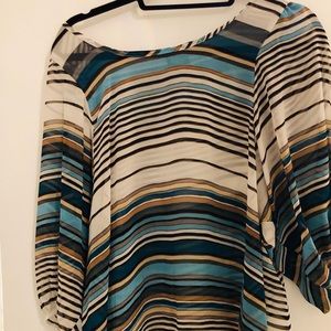 Stripe three quarter sleeve blouse
